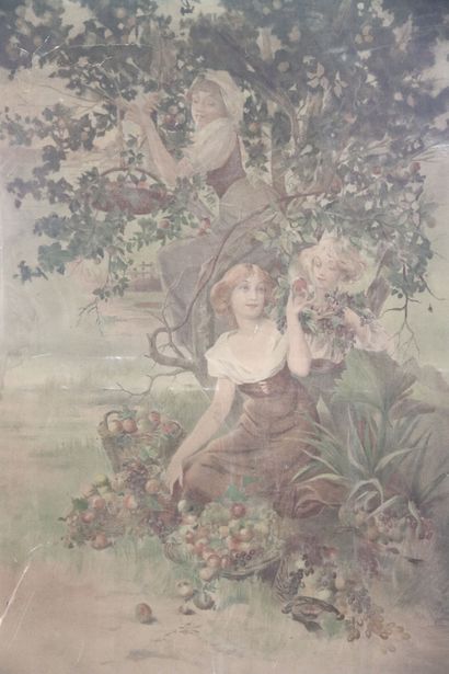 Alphonse MUCHA (1860-1939). Young women picking...