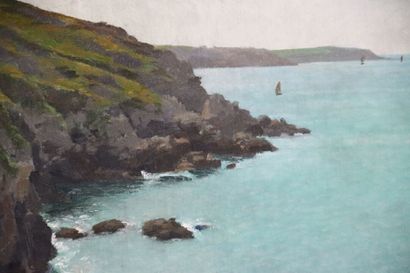 L.FUCHS (19th). Seaside landscape. Oil on...