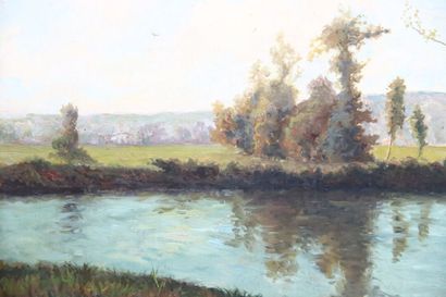 Léon BAROTTE (1866-1933). Lake landscape....