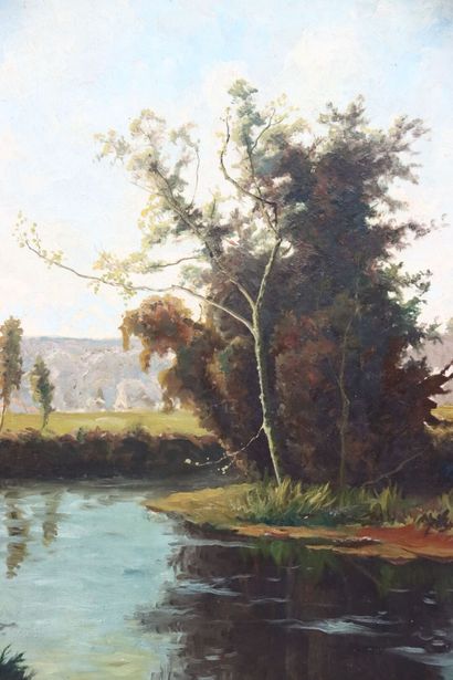 Léon BAROTTE (1866-1933). Lake landscape....