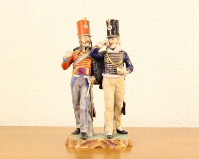 Deux hussard du 9 ème Régiment. Sujet en...