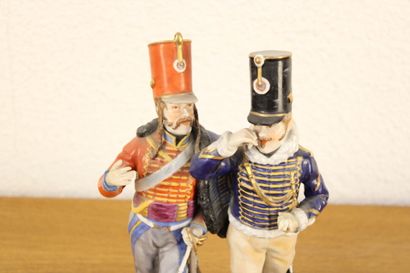 Deux hussard du 9 ème Régiment. Sujet en...