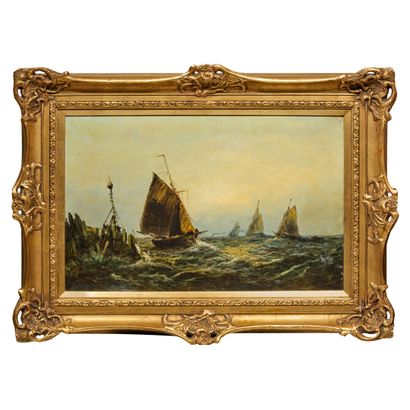 École française du XIXe. Marine sous un ciel...