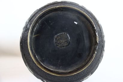 JAPON, vers 1900. Paire de vases en bronze...