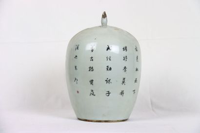 CHINE. Pot couvert en porcelaine polychrome...