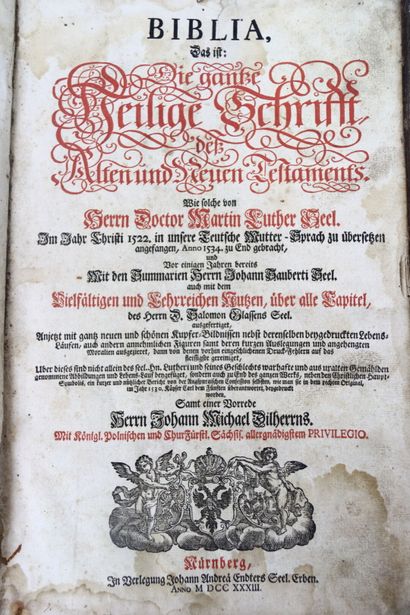 Bible en allemand, 1733, important couverte...