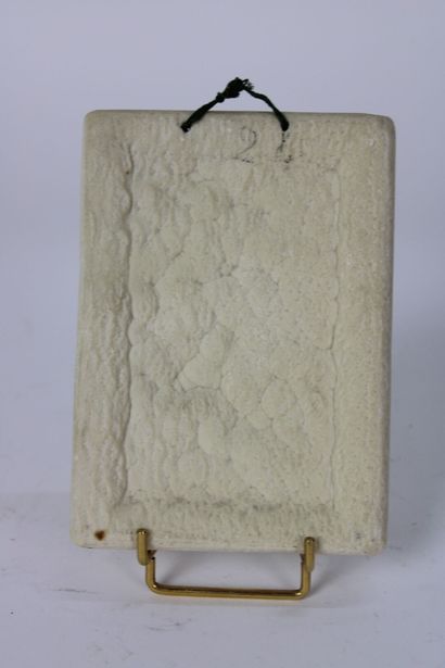 Plaque en calcite ou calcaire pétrifié représentant...