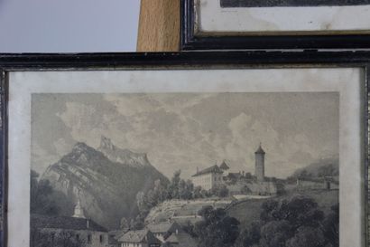 Lot constitué de 3 gravures représentant...