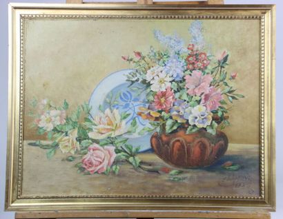École française du XXe. Nature morte. Huile...