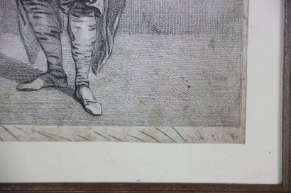 École XIXe. L'alchimiste. Gravure en noir....