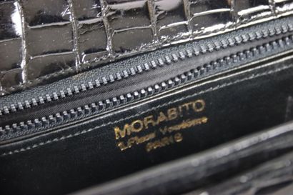 MORABITO, Sac de soirée en cuir verni noir,...