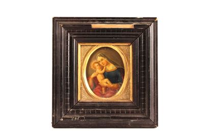 17th century school. Virgin and Child. Oil...
