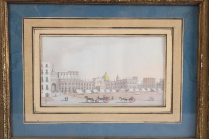 18th century school. View of a busy city....