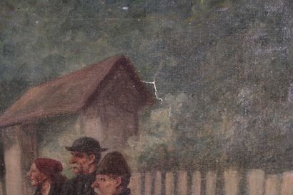 Eastern European school. Two strolling musicians...
