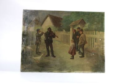 Eastern European school. Two strolling musicians...