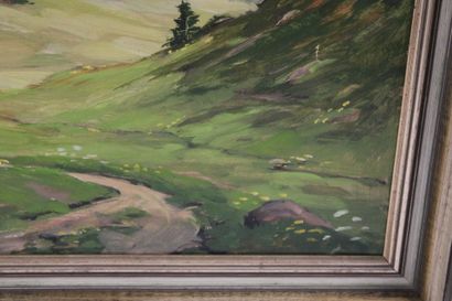 20th century school. Mountain landscape with...