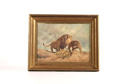 Antoine VIERLING (1842-1917). The lions....