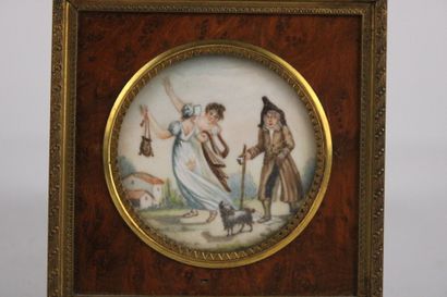 Late 18th century school. Begging scene with...
