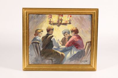 Alfred Winter (1892-1967) The players. Oil...