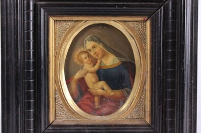 17th century school. Virgin and Child. Oil...