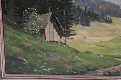 20th century school. Mountain landscape with...