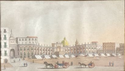 18th century school. View of a busy city....