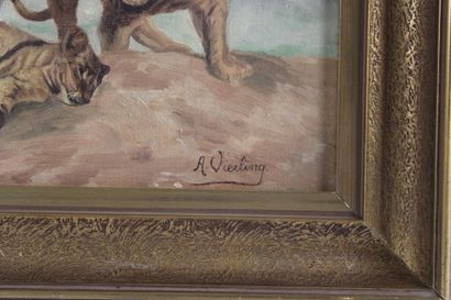 Antoine VIERLING (1842-1917). The lions....