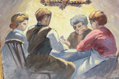 Alfred Winter (1892-1967) The players. Oil...