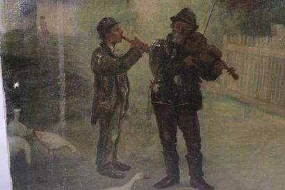 Eastern European school. Two strolling musicians...