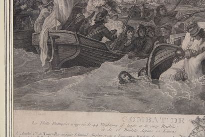 Combat de la Hogue. Engraving. Work of the...