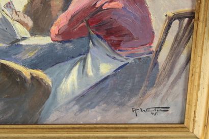 Alfred Winter (1892-1967) The players. Oil...