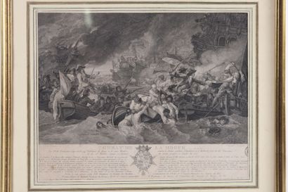 Combat de la Hogue. Engraving. Work of the...