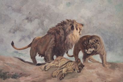Antoine VIERLING (1842-1917). The lions....