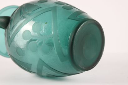 Vase with two handles and flared neck. Acid-etched...