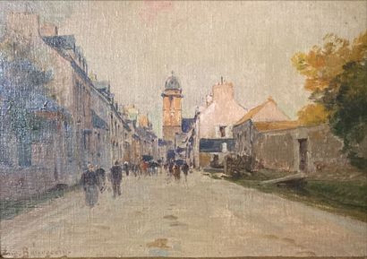 Eugène Bourgeois, (1855-1909). Animated city...