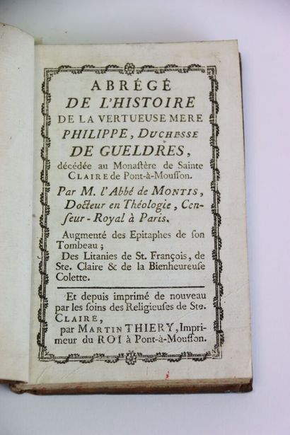 MONTIS (L'abbé de) - Abrégé de l'histoire...