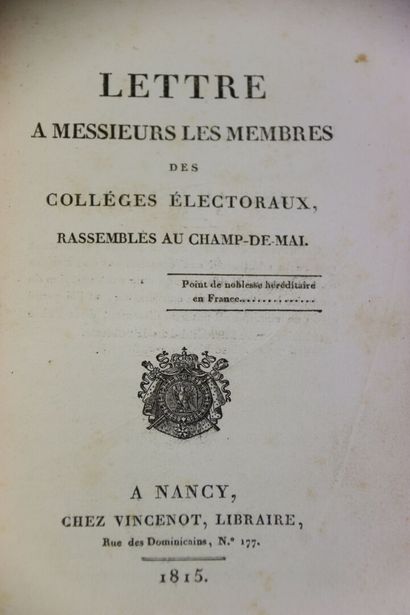 NOËL. Lettre à messieurs les membres des...