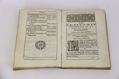 [METZ] - Coustumes générales de la ville...