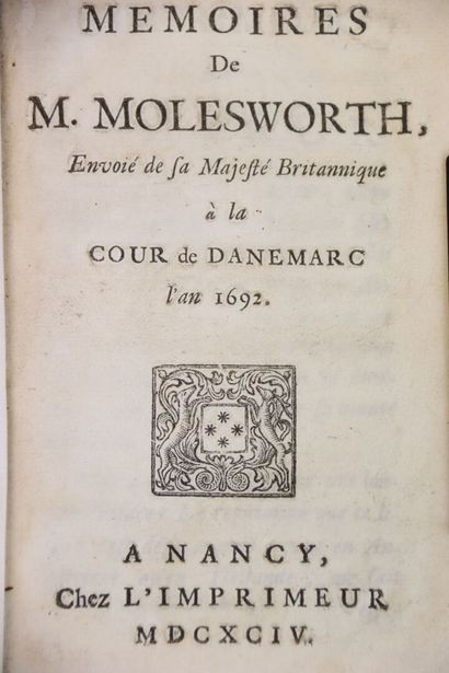MOLESWORTH - Mémoires de M. Molesworth, envoyé...