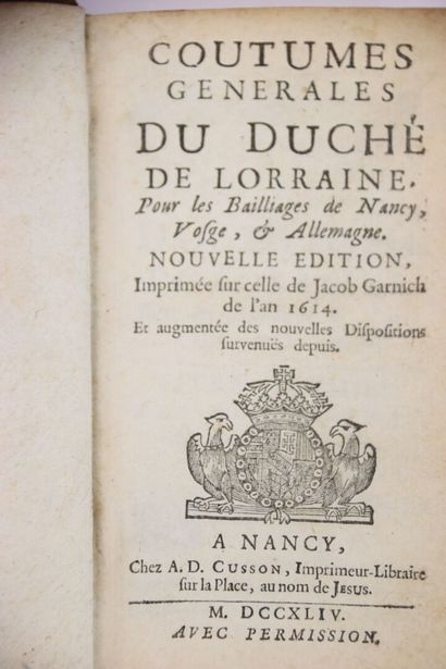 [NANCY] - Coutumes générales du duché de...