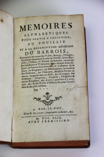 [MEUSE] - [MAILLET (M. de)] - Mémoires alphabétiques...