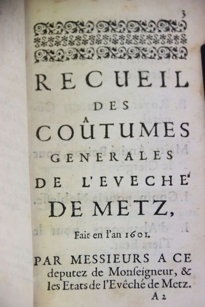 [METZ] - Coutumes de L'Évêché de Metz, avec...
