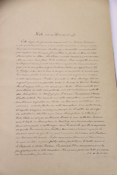 [MANUSCRIT] - RICHIER DIT CLERMONT (Copie...