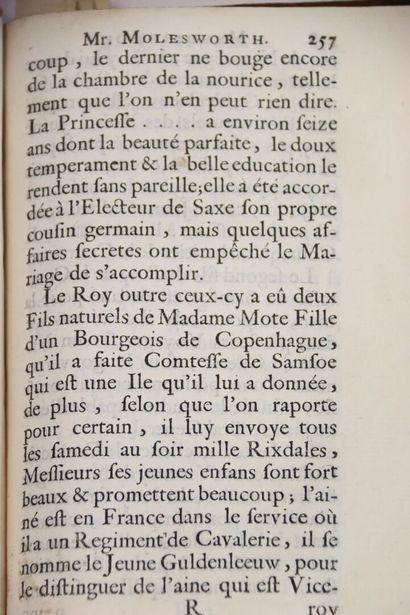 MOLESWORTH - Mémoires de M. Molesworth, envoyé...