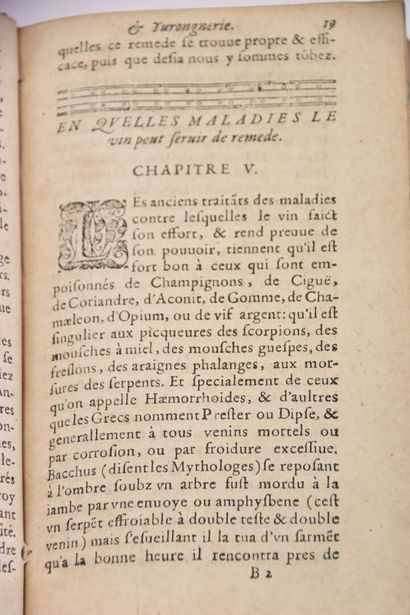 MOUSIN (I.) - Discours de l'yvresse, et yvrongnerie....