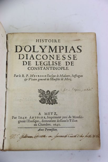 MEURISSE (R.P.) - Histoire d'Olympias Diaconesse...