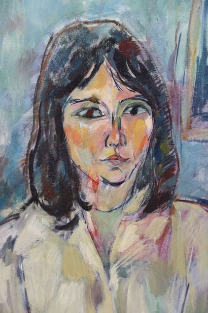 Denlis LOYEZ (XXe). Portrait de jeune fille....