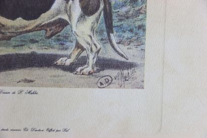 Réunion de trois lithographies en couleurs...