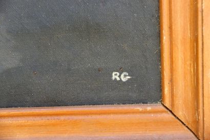 École du XXème. Vue du littoral. Huile sur...