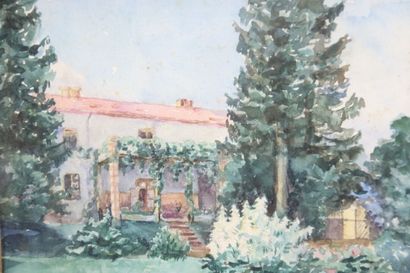 École française du XXe. Paysages. Deux aquarelles....